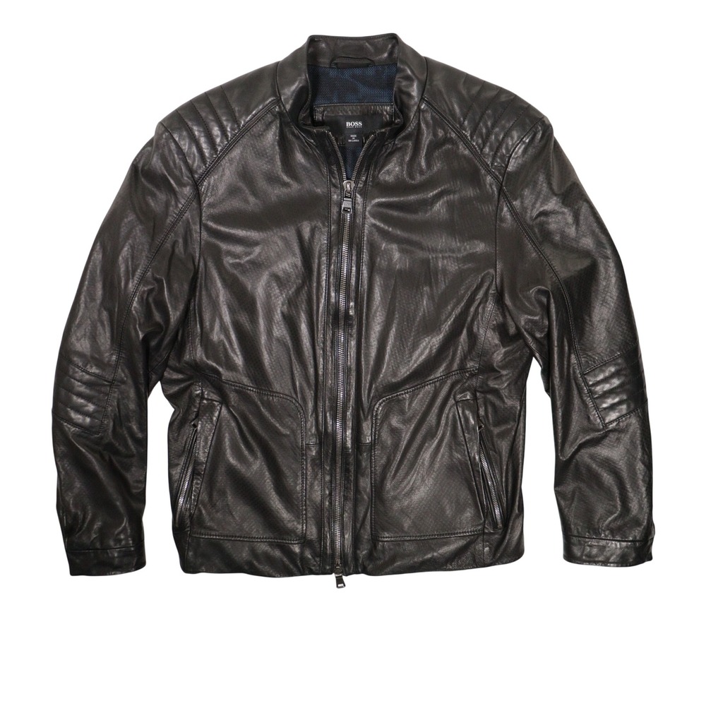 Hugo Boss Lamb Leather Jacket Mercedes AMG Petronas F1 Team Black Men 40R EUC